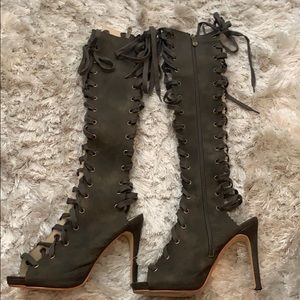 Cape Robbin Army green knee-high boots